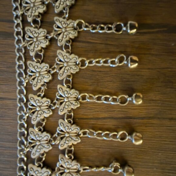 Butterfly Belly Dance Belt — Boho Gypsy Coin Chain (Handmade, 41”) Real jingles - Picture 2 of 3